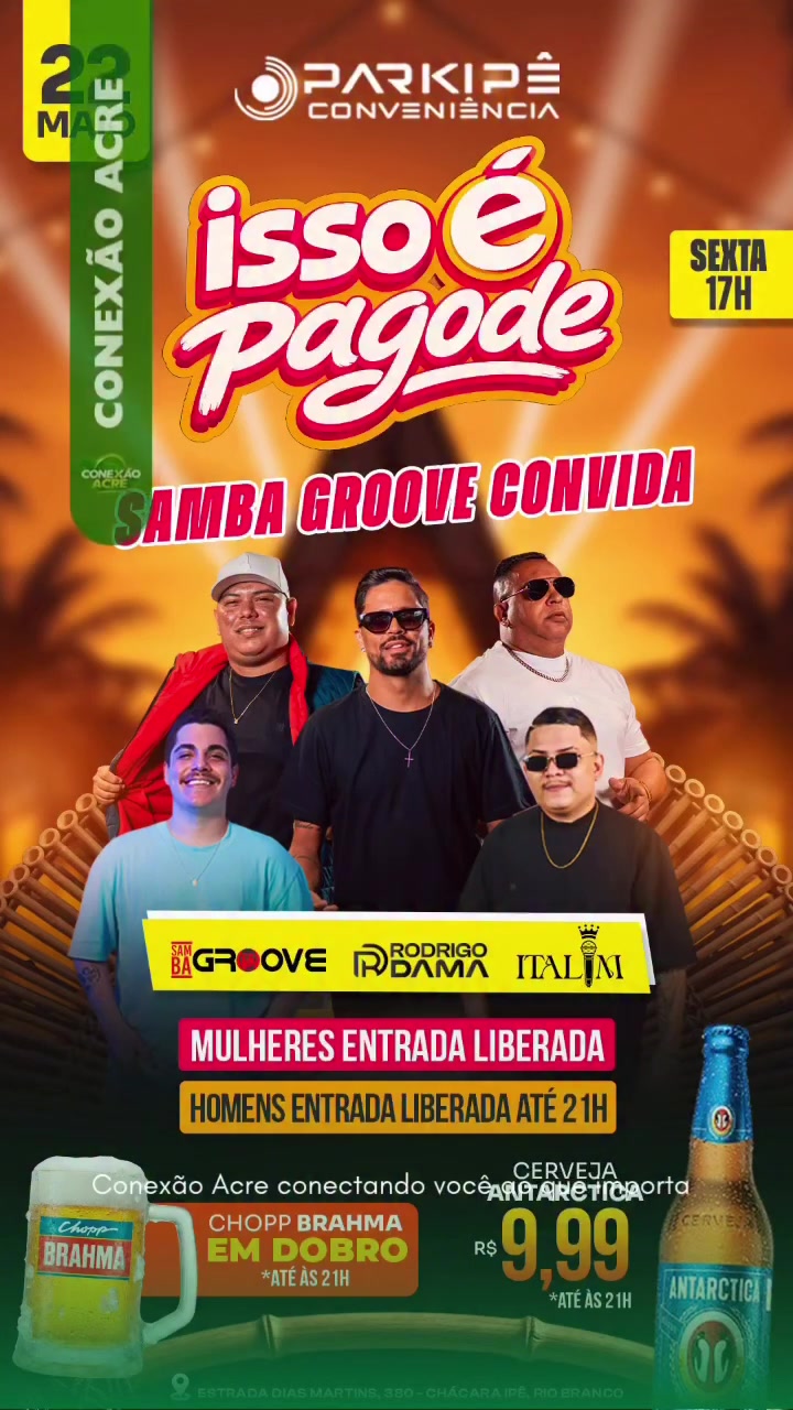Parkipê Conveniência promove "Isso é Pagode" nesta sexta-feira (23) com entrada liberada para mulheres