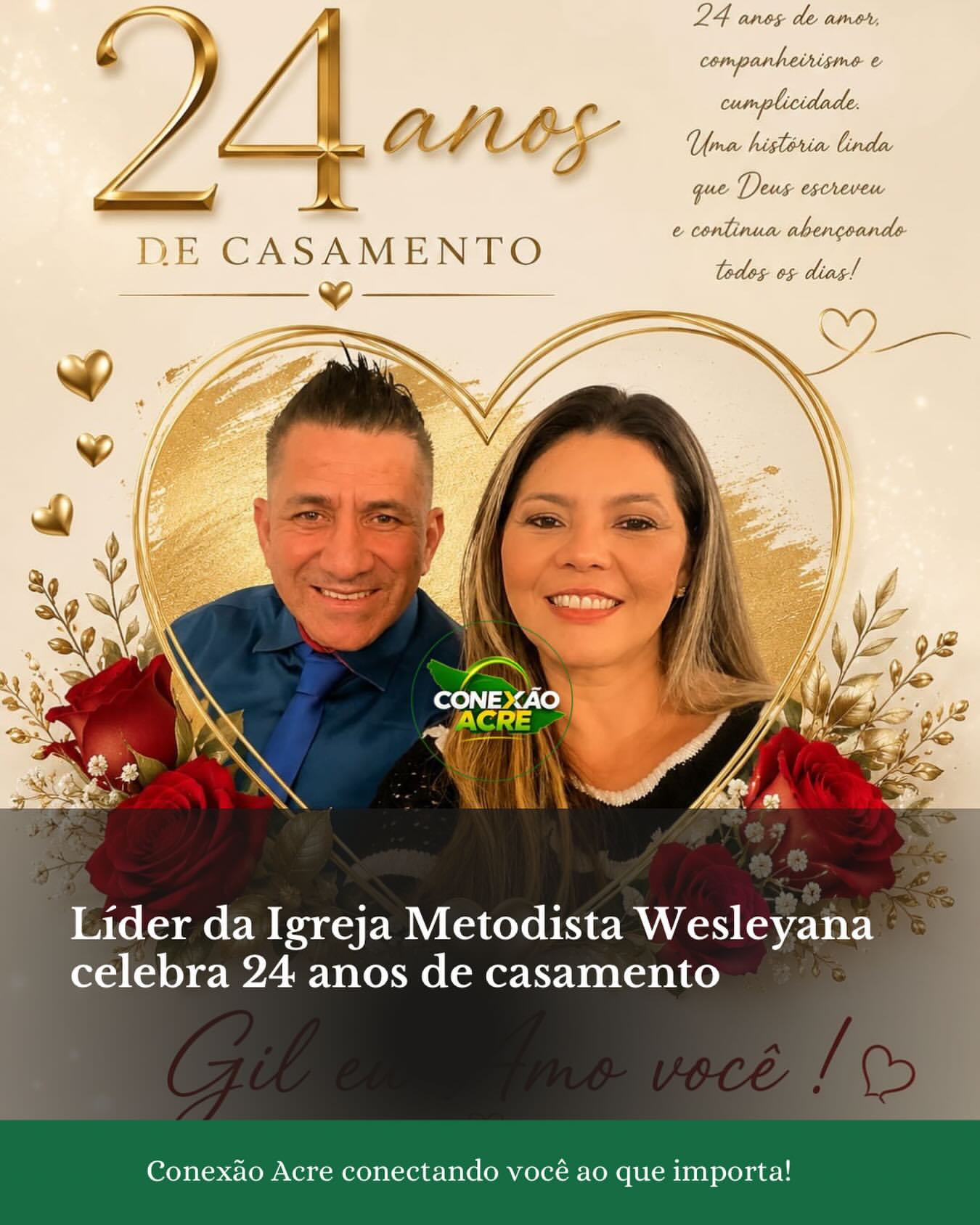 Líder da Igreja Metodista Wesleyana celebra 24 anos de casamento