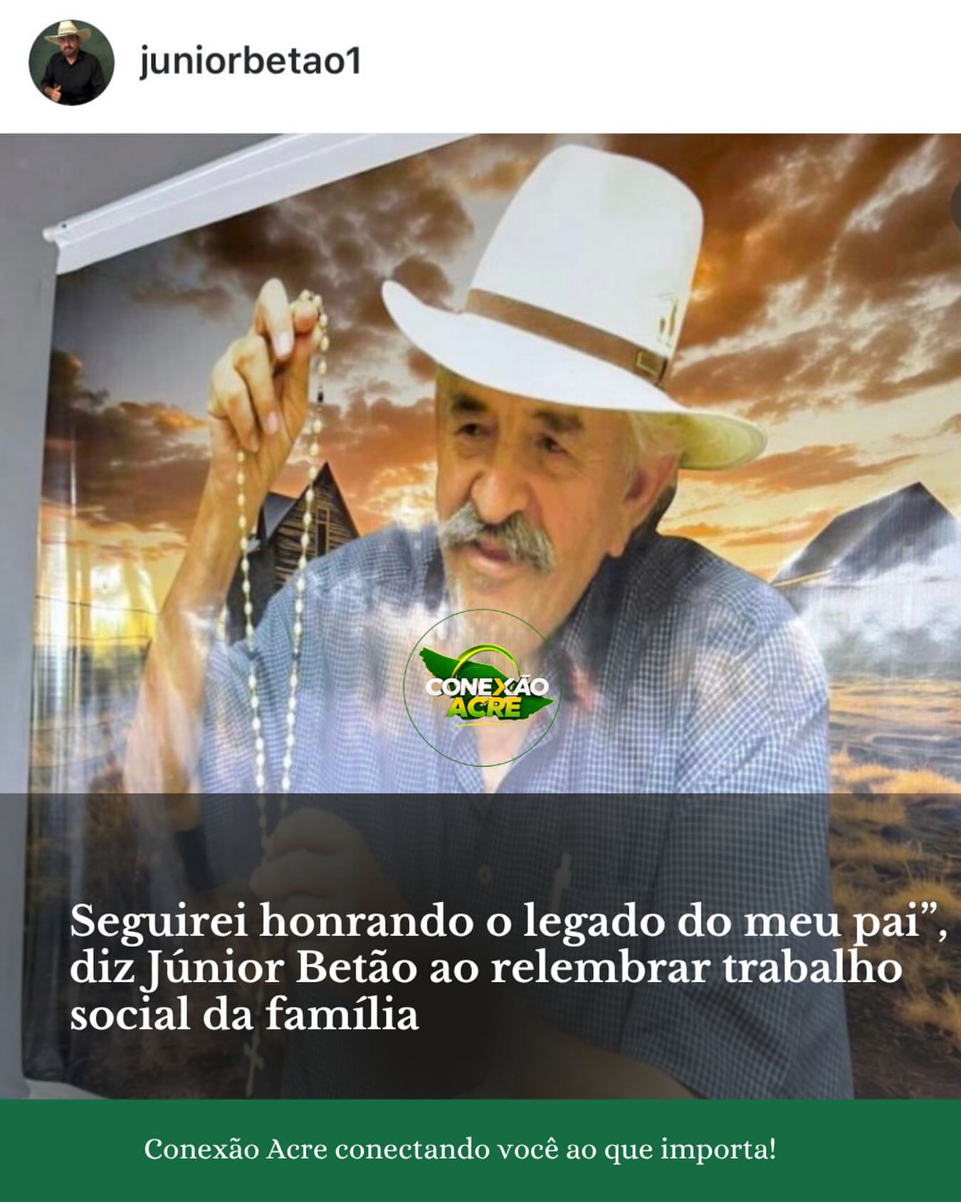"Seguirei honrando o legado do meu pai", diz Júnior Betão ao relembrar trabalho social da família
